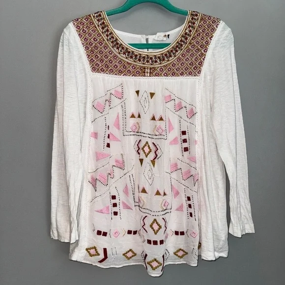 EUC Anthropologie Akemi + Kin Veyo Long Sleeve Blouse Size Large - Picture 2 of 8
